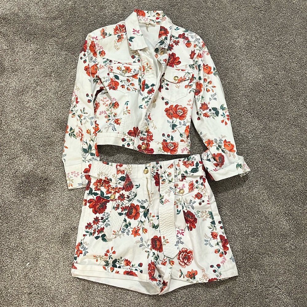 Maje flower jacket & shorts